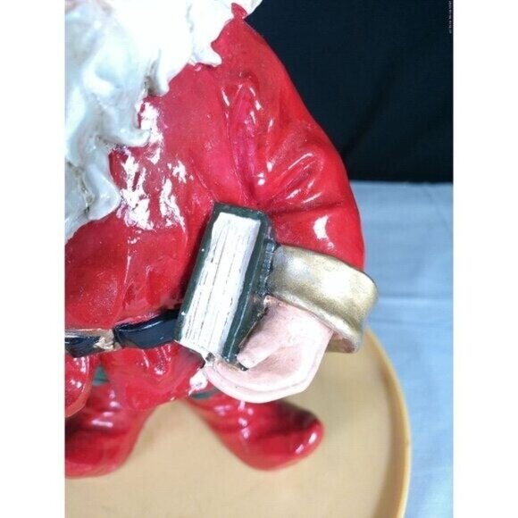 Gnome Figure Statue In Red Suit And Green Pants Holding Book Lantern - Picture 8 of 8